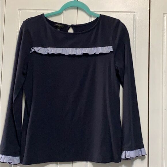 Talbot’s petites sweater navy ruffled top size Mp - Picture 1 of 8